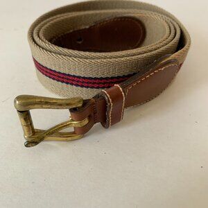 Dooney & Bourke Belt Mens Size 42 Brown Leather Tan Wool Made USA Golf Casual